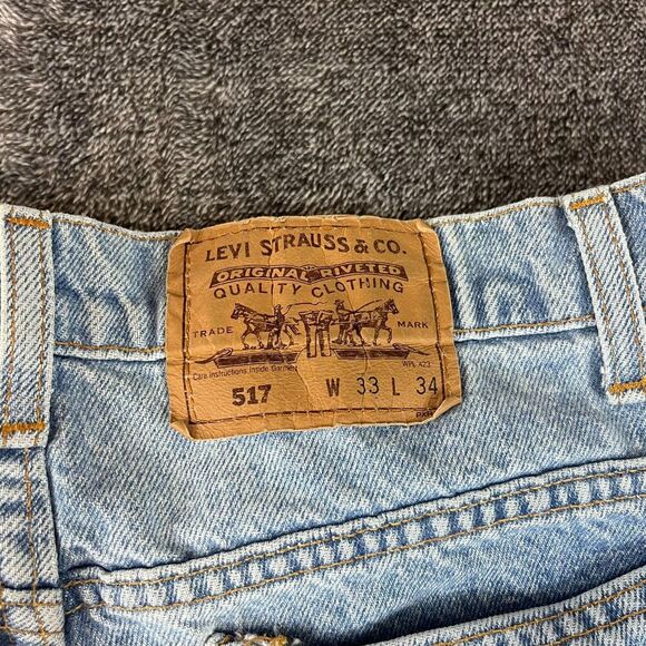 Vtg Levi's 517 Bootcut Denim Men's Jeans 33X34(30X33) Orange Tab USA - Picture 12 of 15